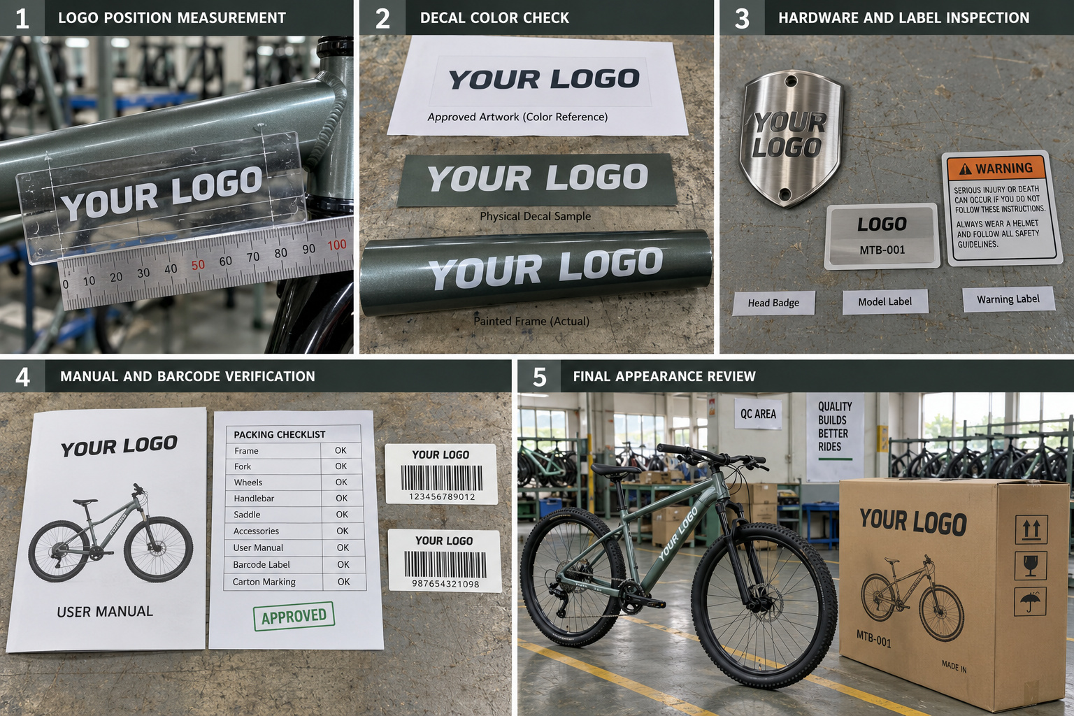 Bicycle branding and pre-production quality inspection.
