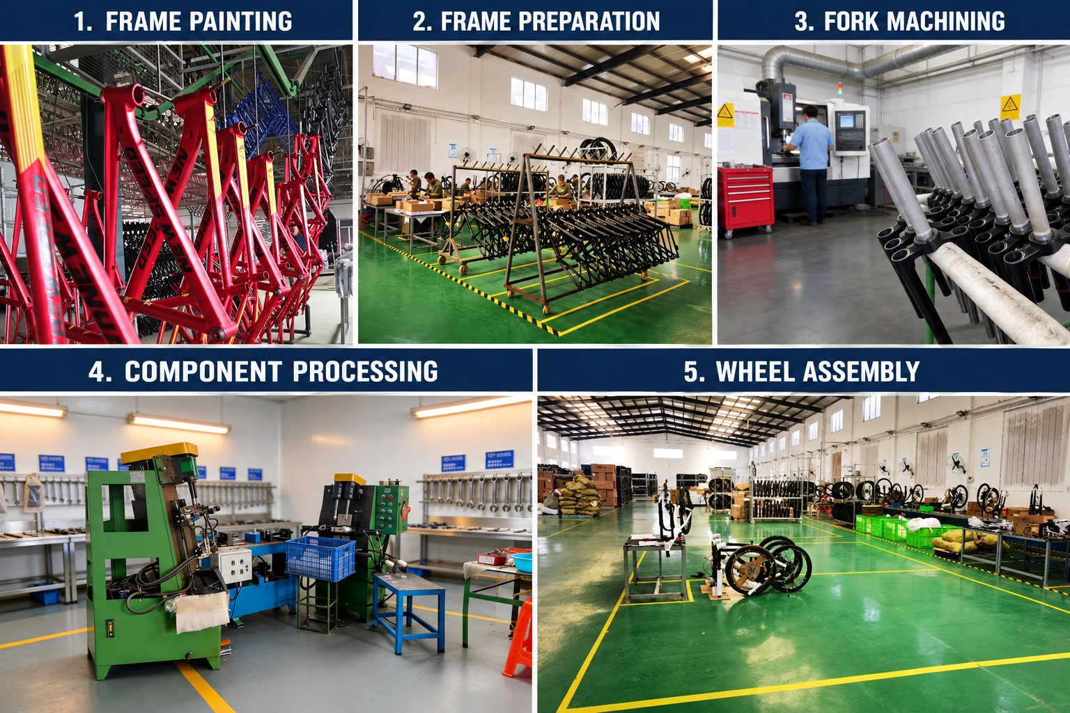 Bicycle frame, fork, component and wheel preparation process