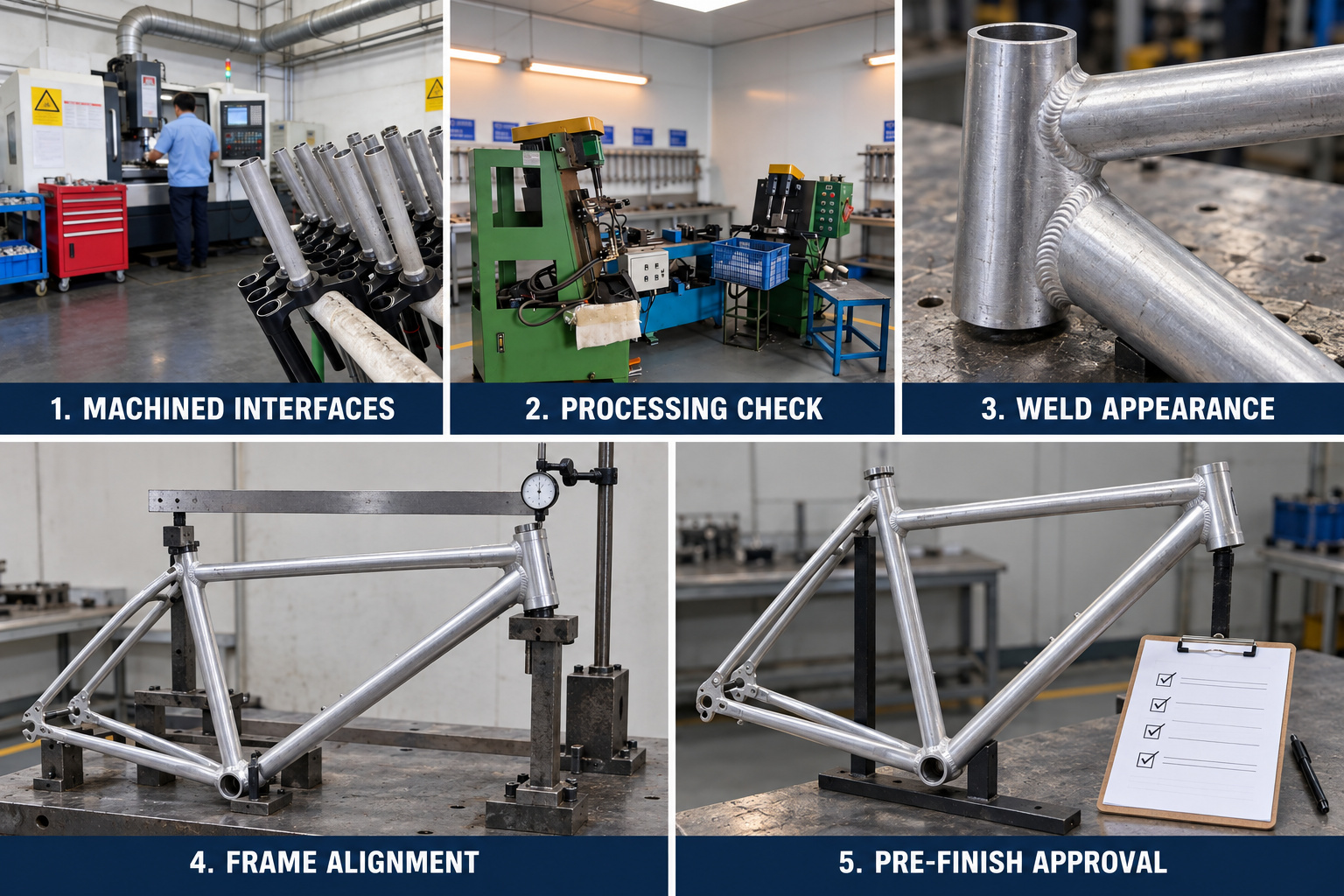 Bicycle frame weld, interface and alignment inspection