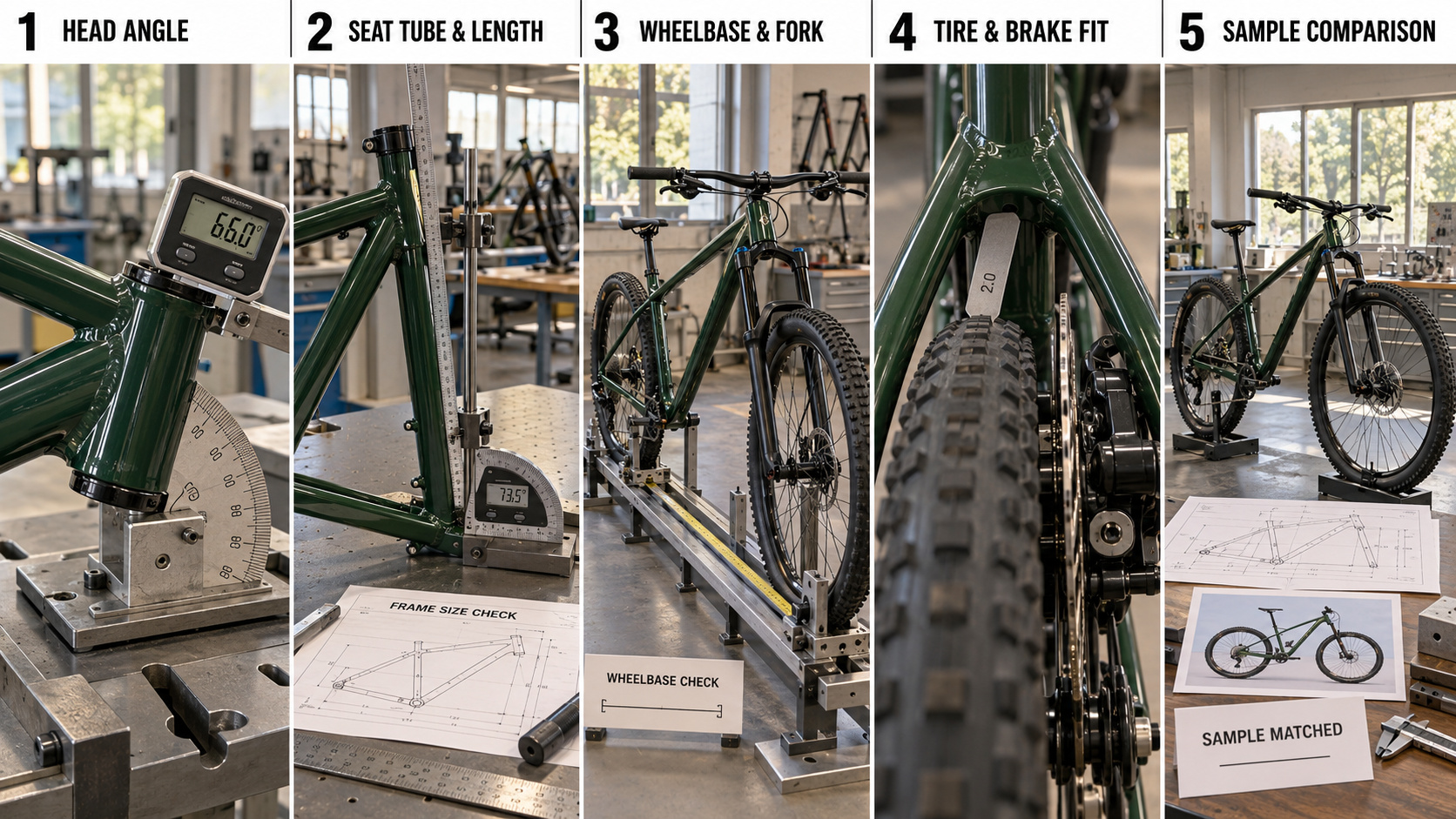 Custom bike frame measurement and sample comparison