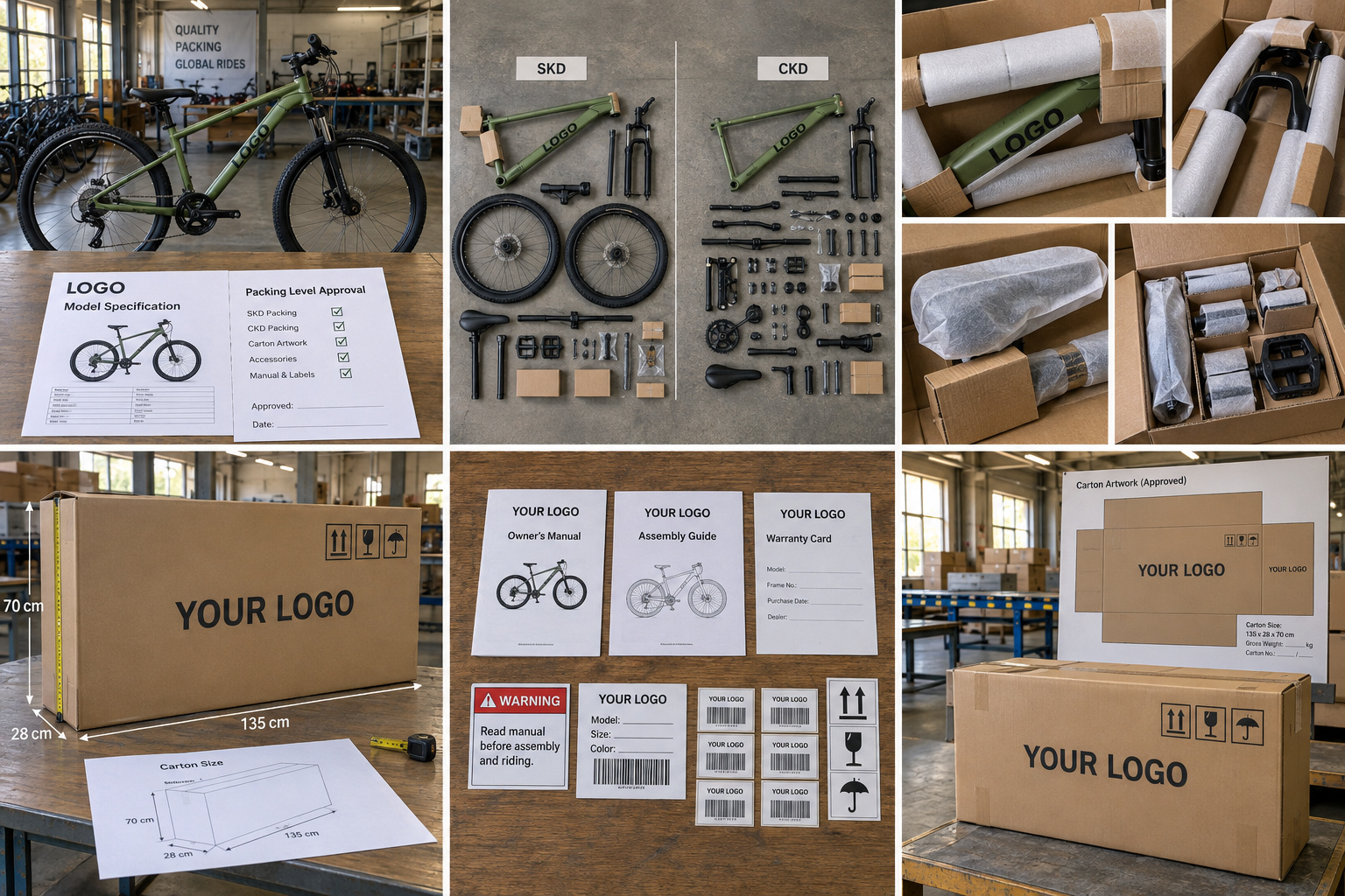 OEM bicycle SKD and CKD packaging approval.