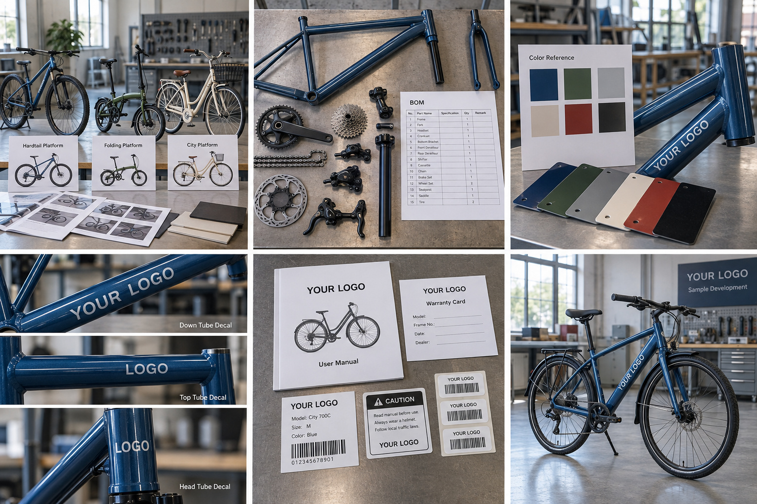 OEM bicycle platform, components, colors and branding.