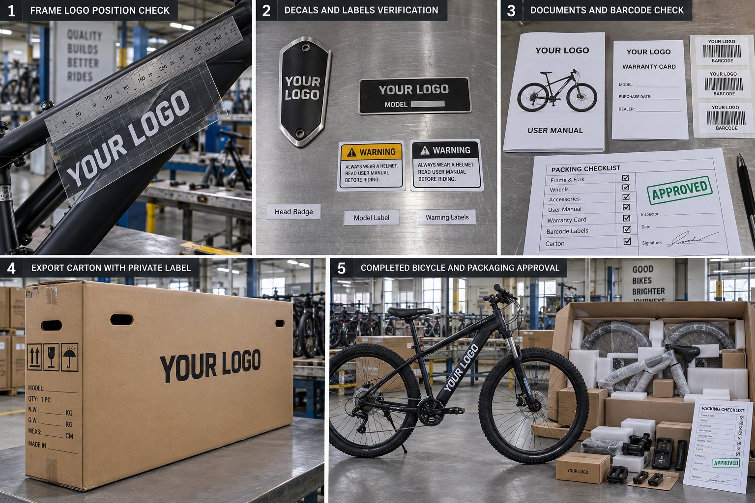 Private label bicycle packaging and final approval.